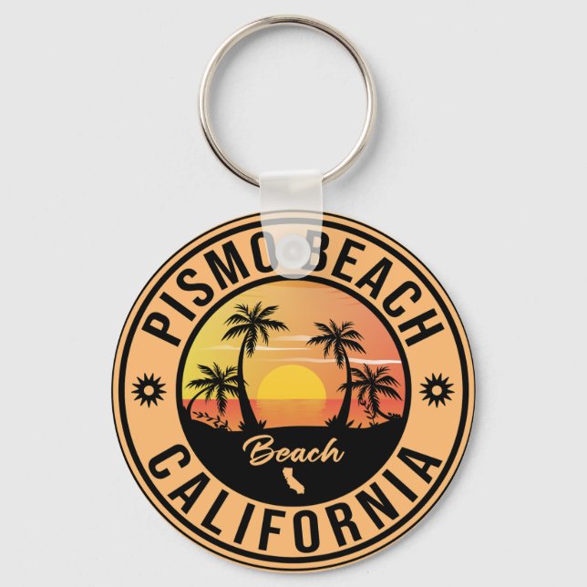 Pismo Beach California Sunset Vacation Souvenirs Keychain (Front)