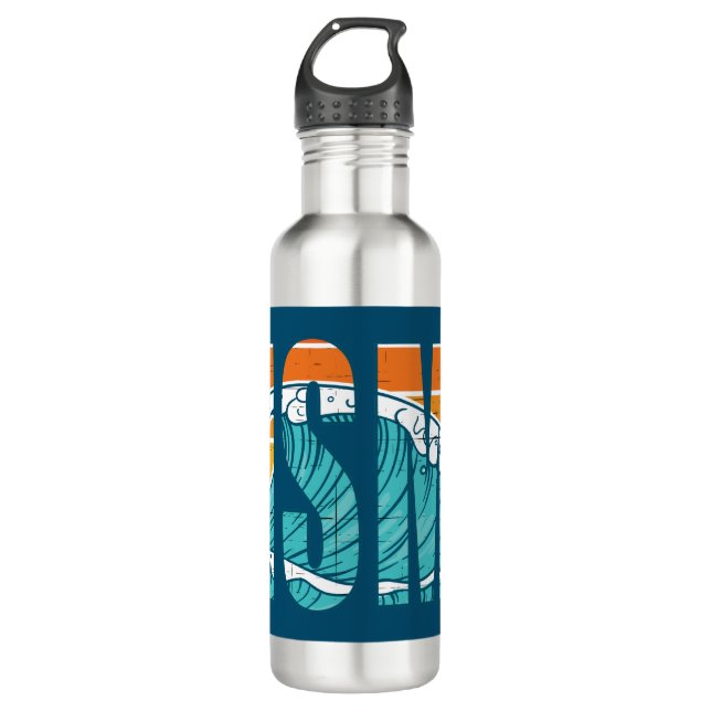 Pismo Beach California Surf Stainless Steel Water Bottle (Front)