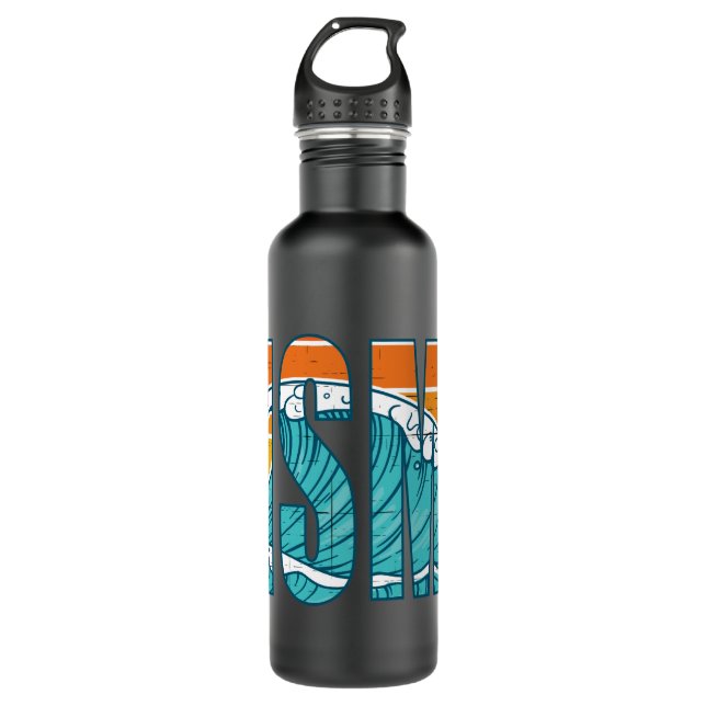 Pismo Beach California Surf Stainless Steel Water Bottle (Front)