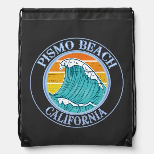 Pismo Beach California Surfers T_Shirt Drawstring Bag