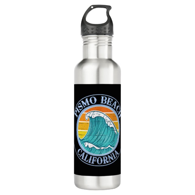 Pismo Beach California Surfers T-Shirt Stainless Steel Water Bottle (Front)