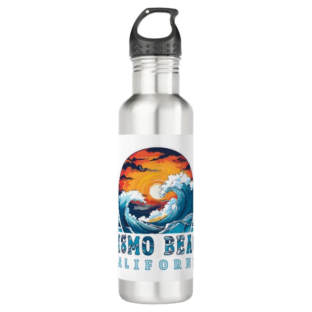 Pismo Beach California Surfers T-Shirt Stainless Steel Water Bottle (Front)