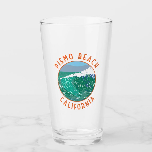 Pismo Beach California Travel Art Vintage Glass (Front)