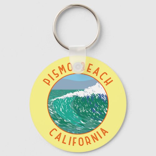 Pismo Beach California Travel Art Vintage Keychain