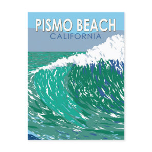 Pismo Beach California Travel Art Vintage Postcard