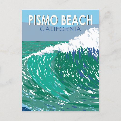 Pismo Beach California Travel Art Vintage Postcard