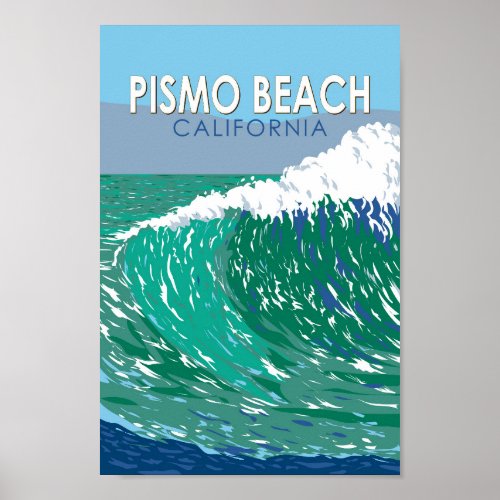 Pismo Beach California Travel Art Vintage Poster