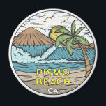 Pismo Beach California Vintage Magnet<br><div class="desc">Pismo Beach hand drawn illustration with mountains and ocean waves in the background. Perfect for anyone who loves to visit Pismo Beach.</div>