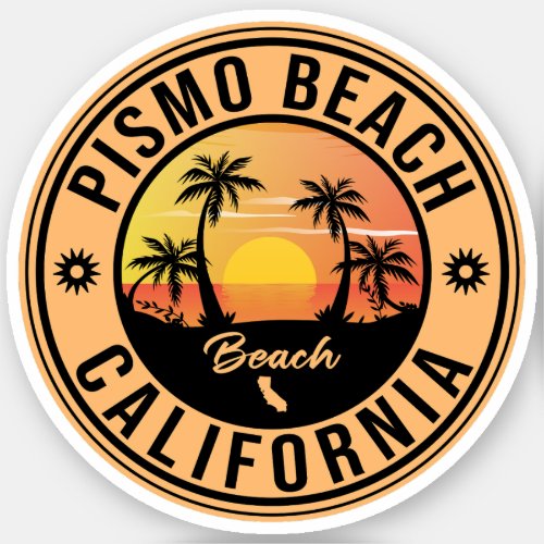 Pismo Beach California Vintage Palm Tree 60s Sticker