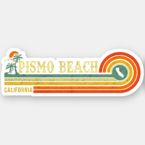 Pismo Beach California Vintage Palm Tree 60s Sticker