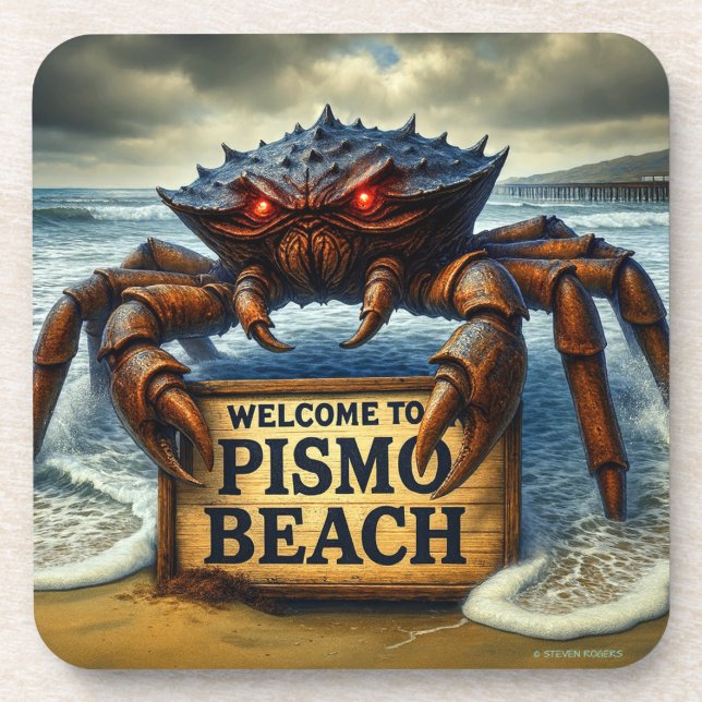 PISMO BEACH - "CLAWS OF THE COAST."   BEVERAGE COASTER (Front)