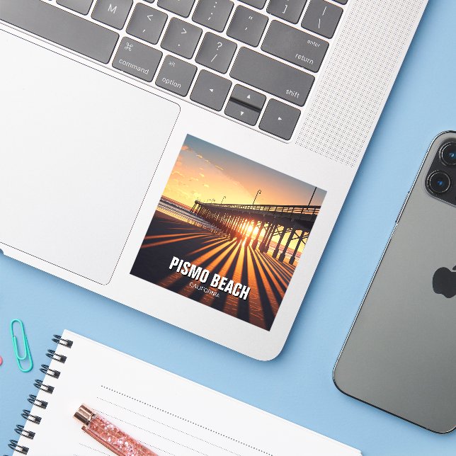 Pismo Beach Pier California Sticker (Laptop w/ iPhone)