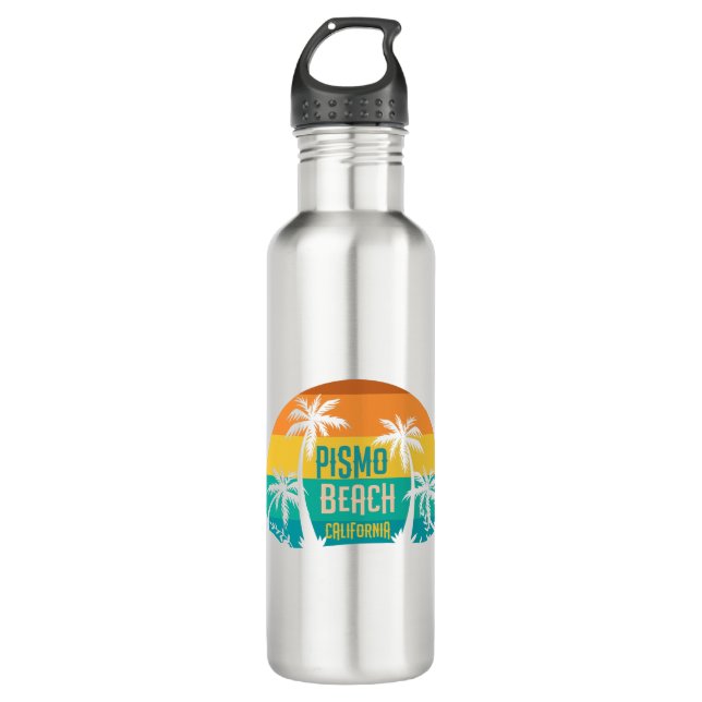 Pismo Beach Retro Stainless Steel Water Bottle (Front)