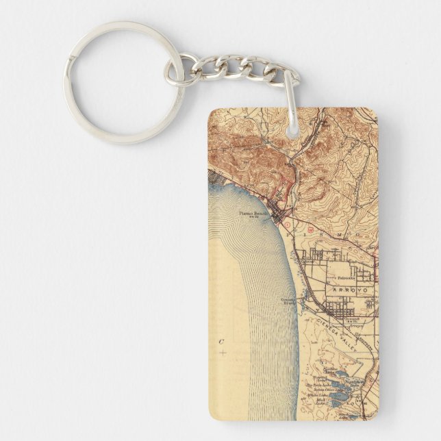 Pismo Beach Vintage Map Keychain (Front)