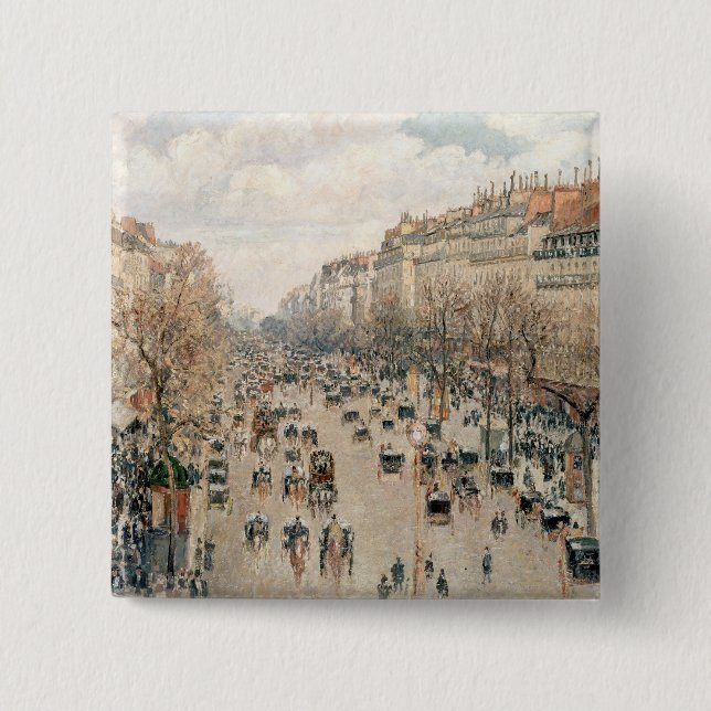 Pissarro - Boulevard Montmartre, Afternoon Sun Button (Front)