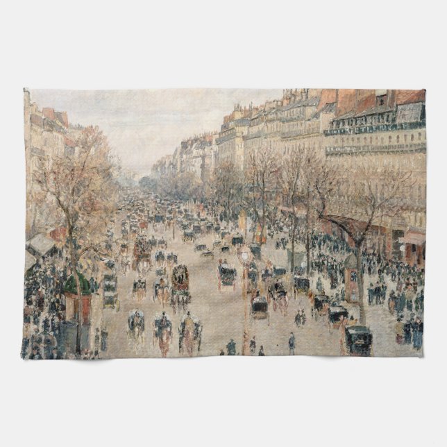 Pissarro - Boulevard Montmartre, Afternoon Sun Kitchen Towel (Horizontal)