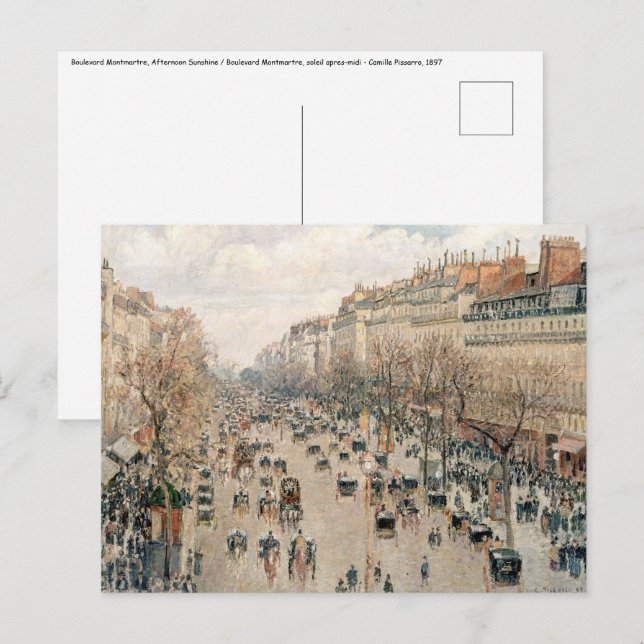 Pissarro - Boulevard Montmartre, Afternoon Sun Postcard (Front/Back)