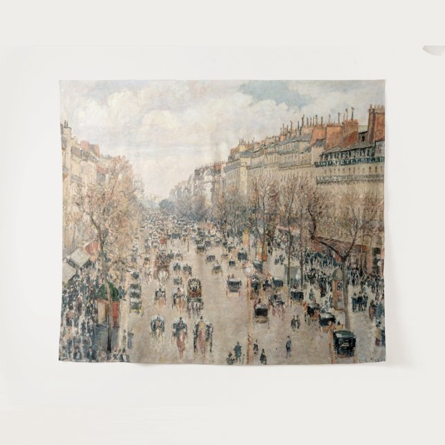 Pissarro - Boulevard Montmartre, Afternoon Sun Tapestry (Front (Horizontal))