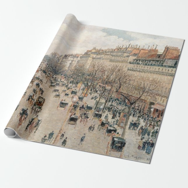 Pissarro - Boulevard Montmartre, Afternoon Sun Wrapping Paper (Unrolled)