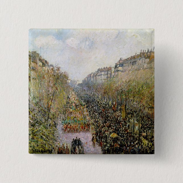 Pissarro - Boulevard Montmartre, Mardi Gras Button (Front)