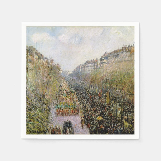 Pissarro - Boulevard Montmartre, Mardi Gras Napkins (Front)