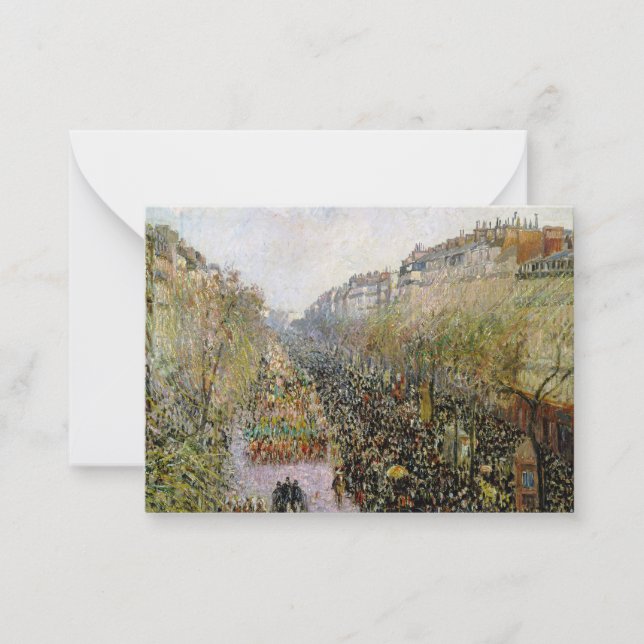 Pissarro - Boulevard Montmartre, Mardi Gras Note Card (Front)