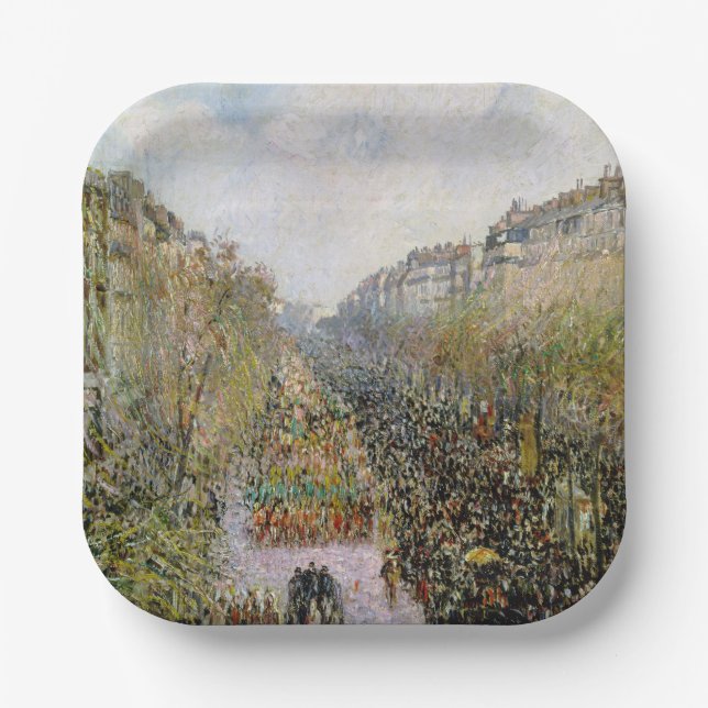 Pissarro - Boulevard Montmartre, Mardi Gras Paper Plates (Front)