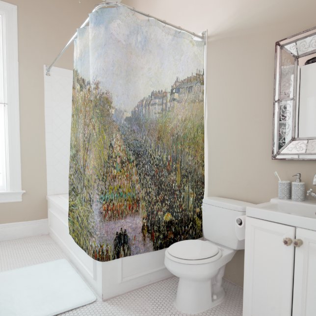 Pissarro - Boulevard Montmartre, Mardi Gras Shower Curtain (In Situ)