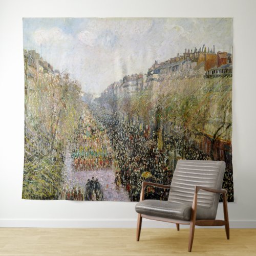 Pissarro _ Boulevard Montmartre Mardi Gras Tapestry