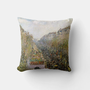 Pissarro - Boulevard Montmartre, Mardi Gras Throw Pillow
