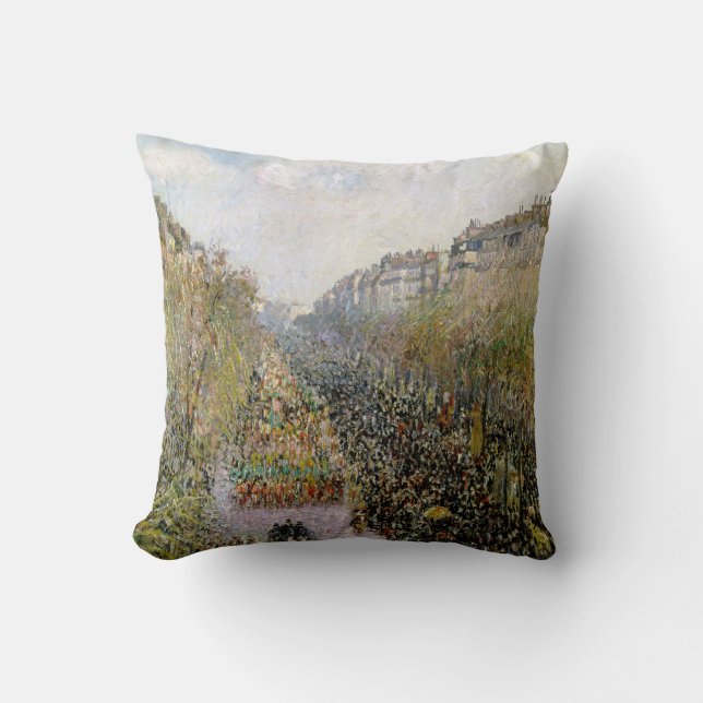 Pissarro - Boulevard Montmartre, Mardi Gras Throw Pillow (Front)