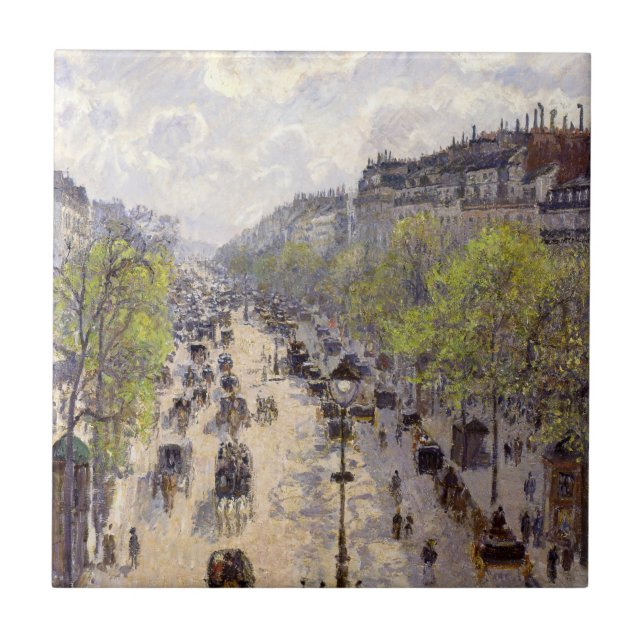 Pissarro - Boulevard Montmartre, Spring Ceramic Tile (Front)