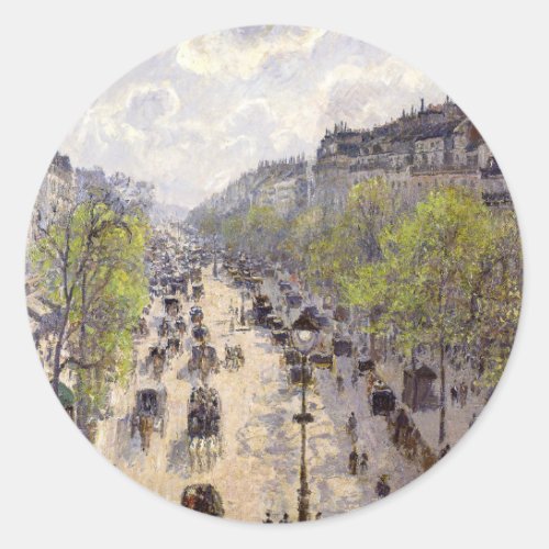 Pissarro _ Boulevard Montmartre Spring Classic Round Sticker