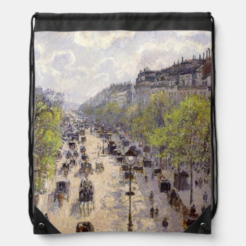 Pissarro _ Boulevard Montmartre Spring Drawstring Bag