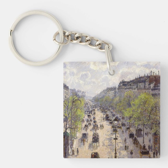 Pissarro - Boulevard Montmartre, Spring Keychain (Front)