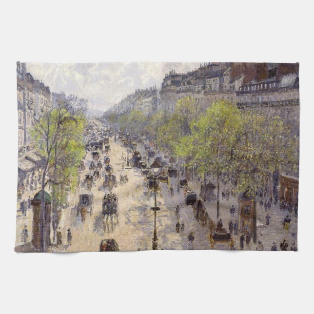 Pissarro - Boulevard Montmartre, Spring Kitchen Towel (Horizontal)
