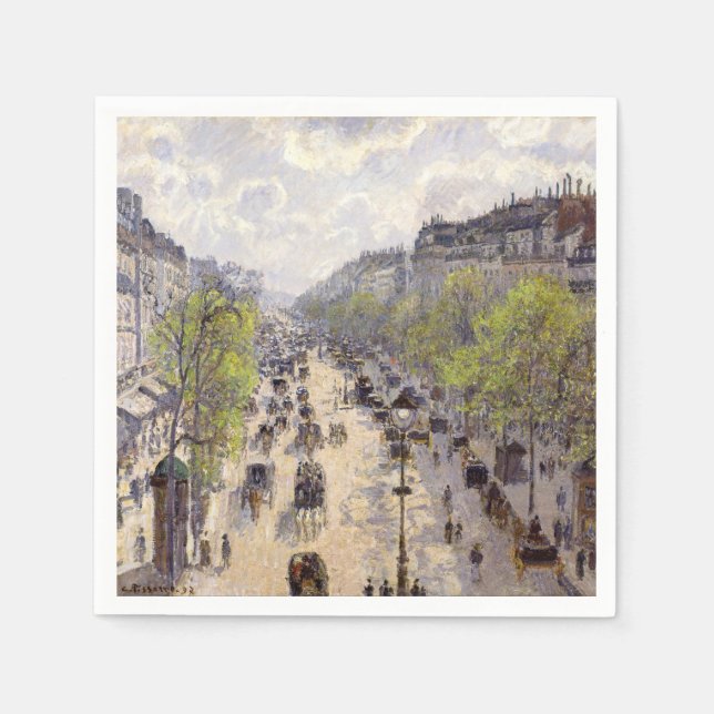 Pissarro - Boulevard Montmartre, Spring Napkins (Front)