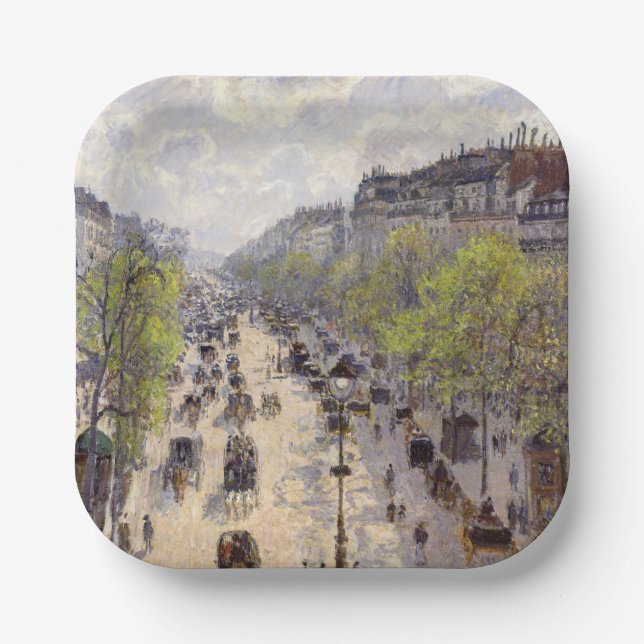 Pissarro - Boulevard Montmartre, Spring Paper Plates (Front)