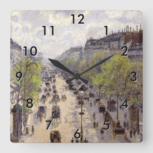 Pissarro _ Boulevard Montmartre Spring Square Wall Clock