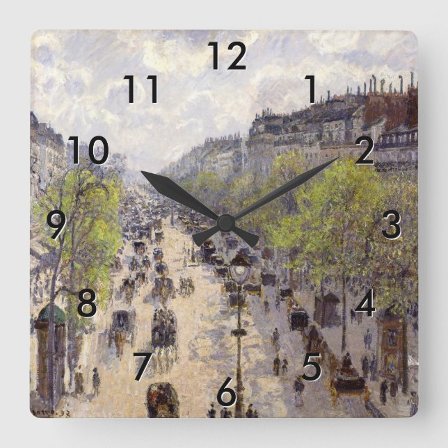 Pissarro - Boulevard Montmartre, Spring Square Wall Clock (Front)