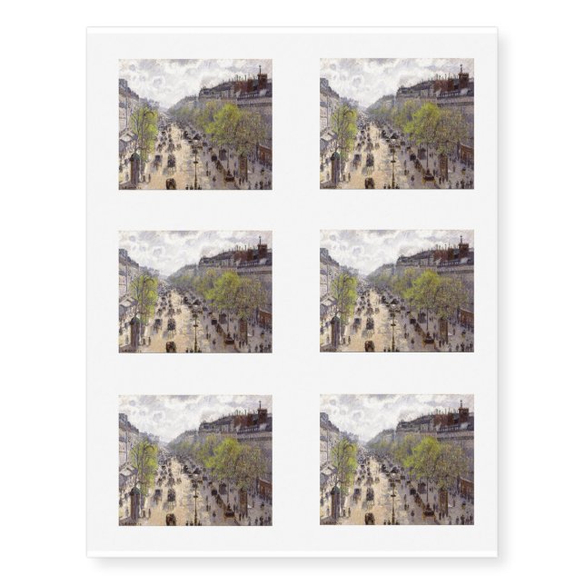 Pissarro - Boulevard Montmartre, Spring Temporary Tattoos (Front)