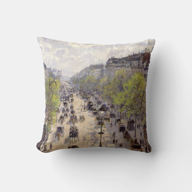 Pissarro - Boulevard Montmartre, Spring Throw Pillow (Front)