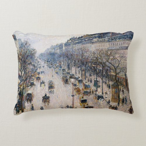 Pissarro _ Boulevard Montmartre Winter Morning Accent Pillow