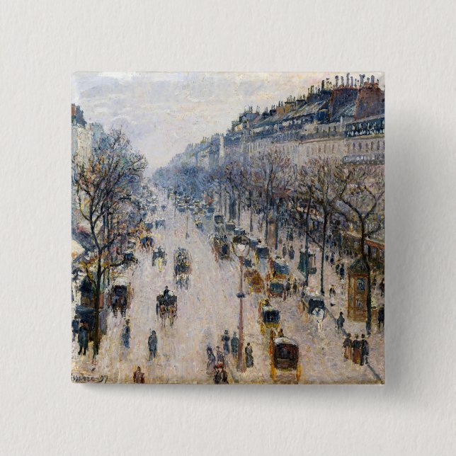 Pissarro - Boulevard Montmartre, Winter Morning Button (Front)