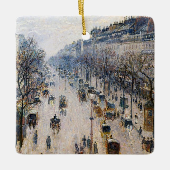 Pissarro - Boulevard Montmartre, Winter Morning Ceramic Ornament (Front)