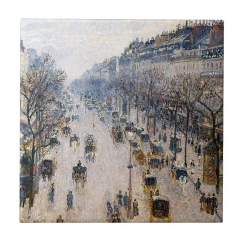 Pissarro _ Boulevard Montmartre Winter Morning Ceramic Tile