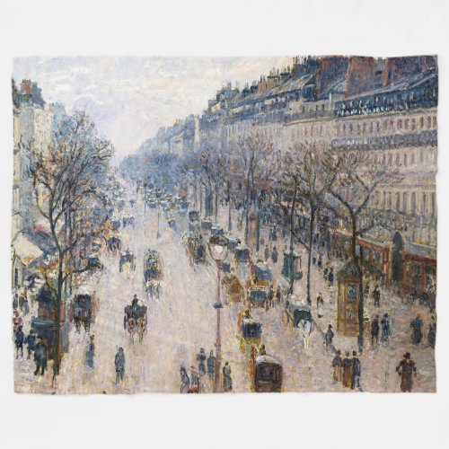 Pissarro _ Boulevard Montmartre Winter Morning Fleece Blanket
