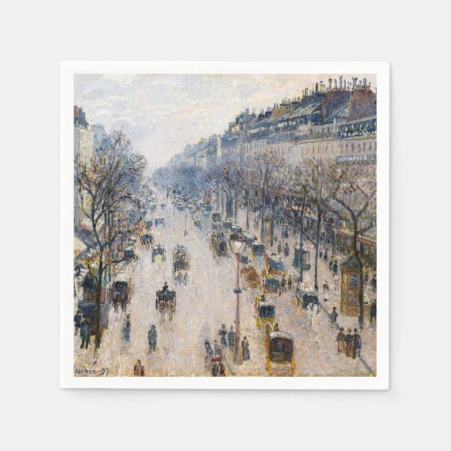 Pissarro - Boulevard Montmartre, Winter Morning Napkins (Front)