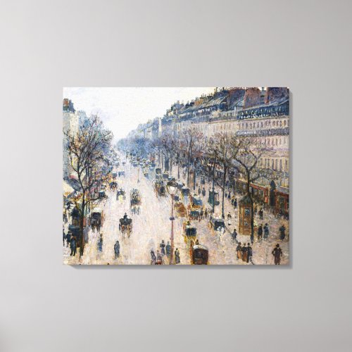 Pissarro _ Boulevard Montmartre Winter Morning Po Canvas Print