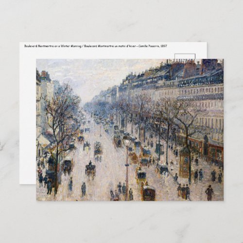Pissarro _ Boulevard Montmartre Winter Morning Postcard